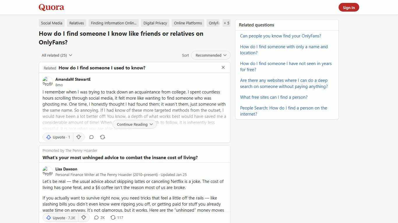 How to find someone I know like friends or relatives on OnlyFans - Quora
